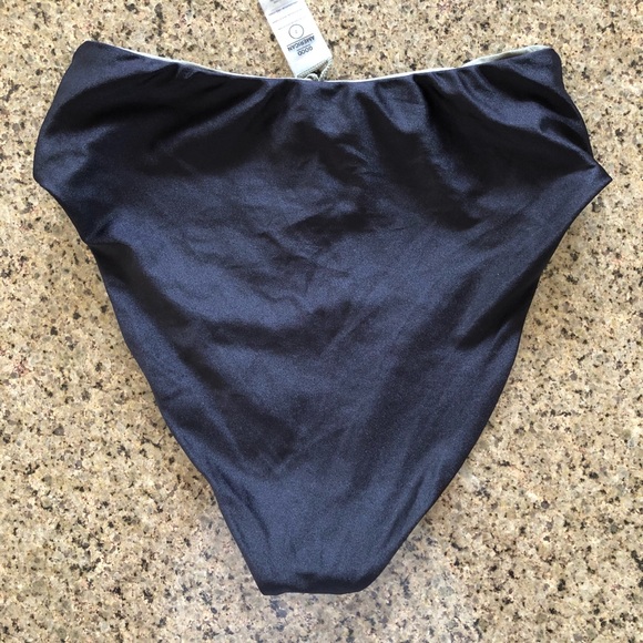 NWOT Good Waist Reversible Good Shine Bikini Bottoms-black and green - Picture 4 of 8